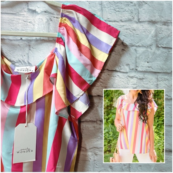 Colorful Ruffle Top - Picture 1 of 5